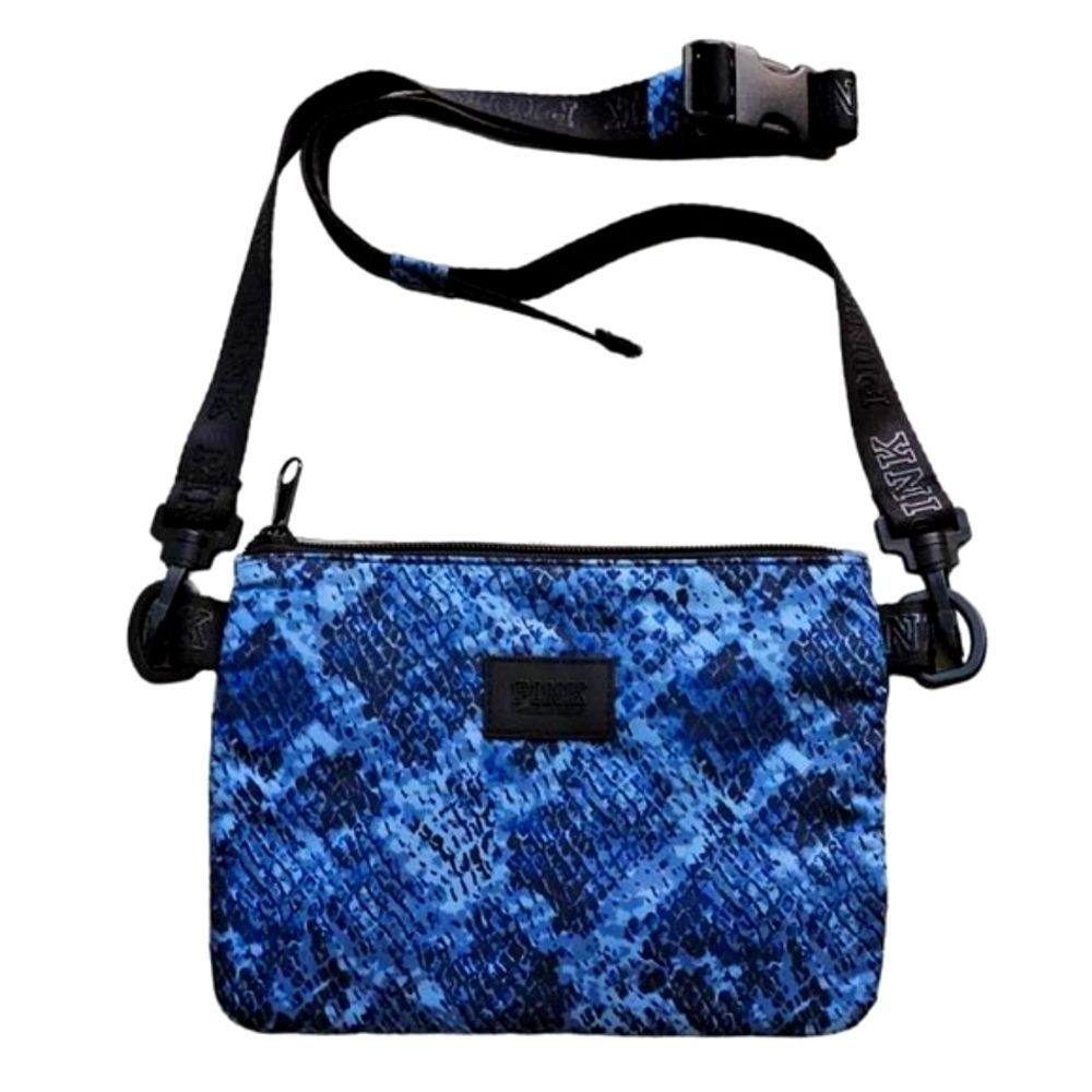 PINK VICTORIA'S SECRET ADJUSTABLE CROSSBODY WORKOUT SHOULDER BAG. BLUE CROCODILE